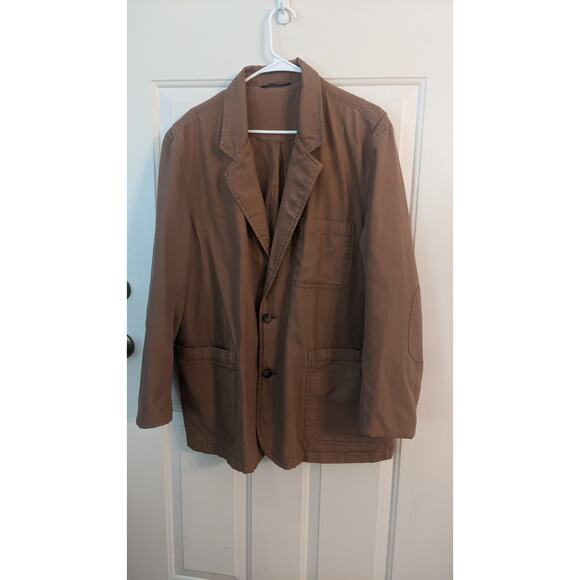 Duluth Trading Co. Brown Canvas Blazer Jacket Coat, LRG, Pockets, Elbow Patches - Picture 2 of 12